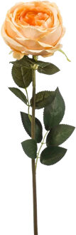 Kunstbloem roos Joelle - pastel oranje - 65 cm - decoratie bloemen