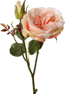 Kunstbloem roos Little Joy - roze - 38 cm - kunststof steel - decoratie bloemen