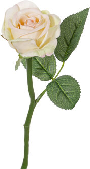 Kunstbloem roos Nina - creme wit - 27 cm - kunststof steel - decoratie bloemen