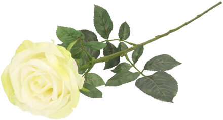 Kunstbloem roos Nova - warm wit - 75 cm - kunststof steel - decoratie bloemen