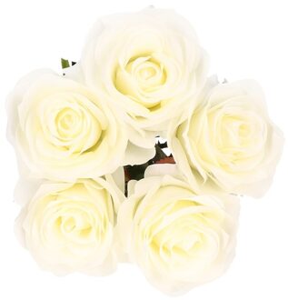 Kunstbloem roos Simone wit 45 cm 5 stuks - kunstbloemen