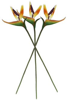 Kunstbloem Strelitzia - 3x - 62 cm - losse tak - kunst zijdebloem - Paradijsvogelplant - decoratie