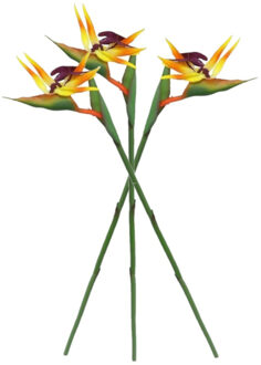 Kunstbloem Strelitzia - 3x - 81 cm - losse tak - kunst zijdebloem - Paradijsvogelplant - decoratie