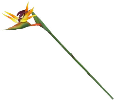 Kunstbloem Strelitzia - 81 cm - losse tak - kunst zijdebloem - Paradijsvogelplant - decoratie Oranje