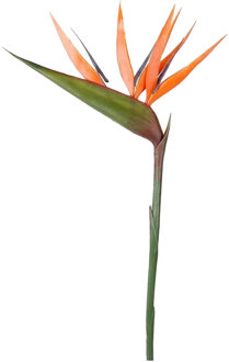 Kunstbloem Strelitzia - 90 cm - losse tak - kunst zijdebloem - Paradijsvogelplant - Kunstbloemen Oranje