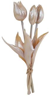Kunstbloem Tulp 3x champagne goud 25cm