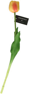 Kunstbloem Tulp Tulipa - 44 cm - geel/oranje - Real Touch