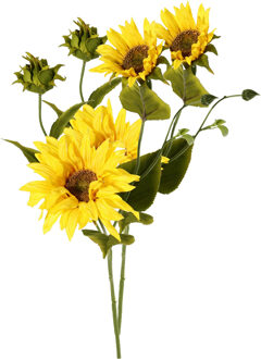Kunstbloem Zonnebloem tak - 2x - 60 cm - geel - kunst zijdebloem - decoratie bloemen