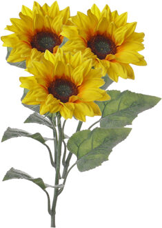 Kunstbloem Zonnebloem tak - 3x - 81 cm - geel - kunst zijdebloem - decoratie