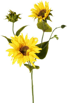 Kunstbloem Zonnebloem tak - 60 cm - geel - kunst zijdebloem - decoratie bloemen