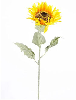 Kunstbloem Zonnebloem tak - 82 cm - geel - kunst zijdebloem - decoratie bloemen