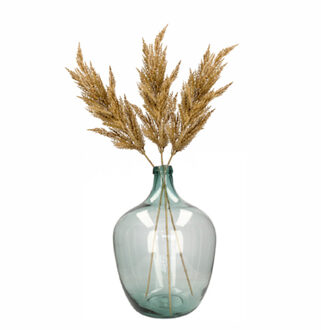 Kunstbloemen bloemstuk - 3x pampasgras pluimen boeket in flesvaas - lichtbruin - 92 cm hoog