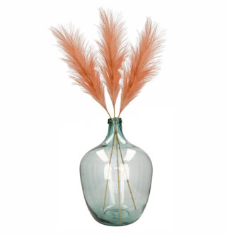 Kunstbloemen bloemstuk - 3x pampasgras pluimen boeket in flesvaas - oudroze - 115 cm hoog