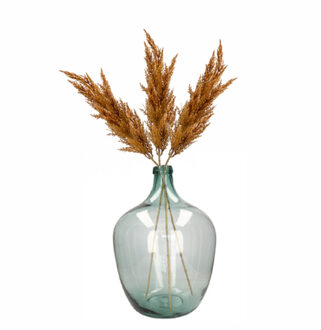 Kunstbloemen bloemstuk - 3x pampasgras pluimen boeket in flesvaas - roestbruin - 92 cm hoog