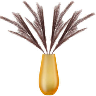 Kunstbloemen bloemstuk pluimen boeket in vaas - donkerbruin/geel tinten - 80 cm hoog