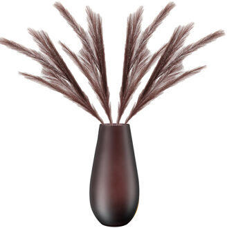Kunstbloemen bloemstuk pluimen boeket in vaas - donkerbruin tinten - 80 cm hoog