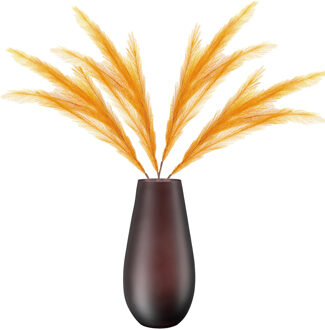 Kunstbloemen bloemstuk pluimen boeket in vaas - geel/bruin tinten - 80 cm hoog