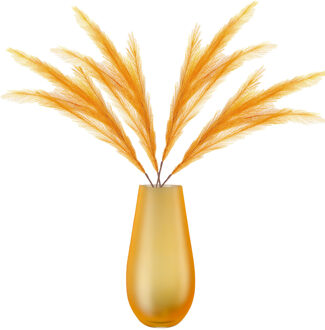 Kunstbloemen bloemstuk pluimen boeket in vaas - geel tinten - 80 cm hoog