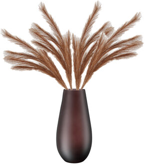 Kunstbloemen bloemstuk pluimen boeket in vaas - lichtbruin tinten - 80 cm hoog