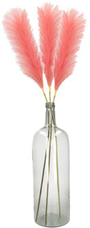 Kunstbloemen bloemstuk pluimen boeket in vaas - lichtroze - 104 cm hoog - Kunsttakken