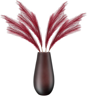 Kunstbloemen bloemstuk pluimen boeket in vaas - rood/bruin tinten - 80 cm hoog