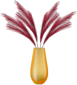 Kunstbloemen bloemstuk pluimen boeket in vaas - rood/geel tinten - 80 cm hoog