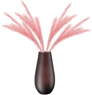 Kunstbloemen bloemstuk pluimen boeket in vaas - roze/bruin tinten - 80 cm hoog