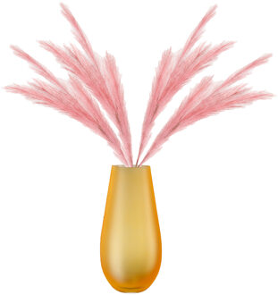 Kunstbloemen bloemstuk pluimen boeket in vaas - roze/geel tinten - 80 cm hoog