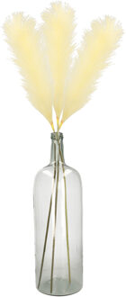Kunstbloemen bloemstuk pluimen boeket in vaas - zachtgeel - 104 cm hoog
