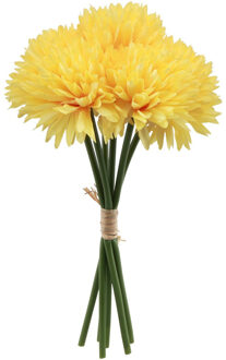 Kunstbloemen boeket dahlia - geel - 26 cm - bloemstuk