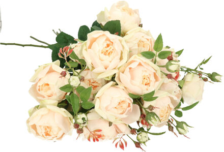 Kunstbloemen boeket roos Ariana - 8x - wit - 73 cm - kunststof steel - decoratie bloemen