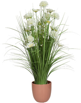 Kunstbloemen boeket wit - in pot oudroze - keramiek - H70 cm - Kunstbloemen