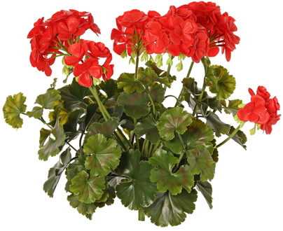 Kunstbloemen boeketje - Franse geranium - rood - UV bestendig - D30 cm x H39 cm