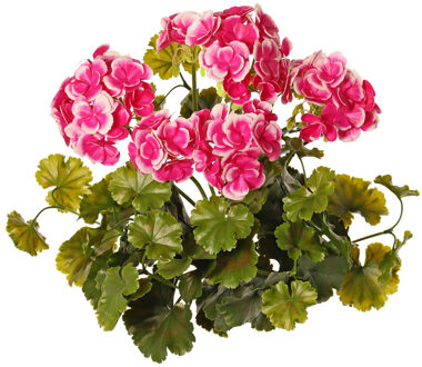 Kunstbloemen boeketje - Franse geranium - roze - UV bestendig - D30 cm x H39 cm