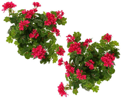 Kunstbloemen boeketje Oostenrijkse geranium - 2x - fuchsia roze - 40 cm