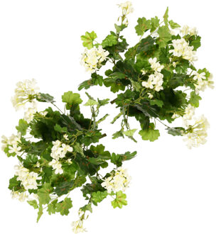 Kunstbloemen boeketje Oostenrijkse geranium - 2x - wit - 40 cm