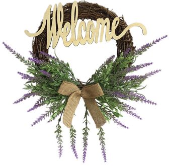 Kunstbloemen Kransen Deur Handgemaakte Paarse Lavendel Krans Welkom Teken Garland Voor Wedding Party Home Decoration