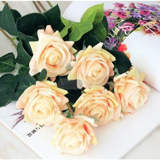 Kunstbloemen Rose Voor Bruiloft Home Decor Bruid Boeket Diy Nep Planten geel