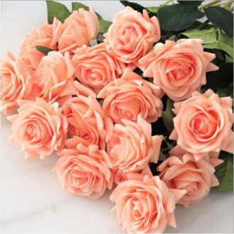 Kunstbloemen Rose Voor Bruiloft Home Decor Bruid Boeket Diy Nep Planten Oranje