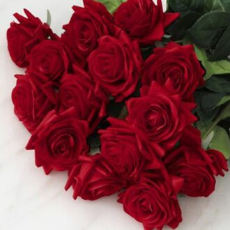 Kunstbloemen Rose Voor Bruiloft Home Decor Bruid Boeket Diy Nep Planten Rood