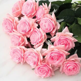 Kunstbloemen Rose Voor Bruiloft Home Decor Bruid Boeket Diy Nep Planten Roze