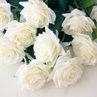 Kunstbloemen Rose Voor Bruiloft Home Decor Bruid Boeket Diy Nep Planten wit