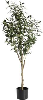 Kunstboom In Pot Olijfboom - /zwart - 120 Cm - Kunststof - Groen