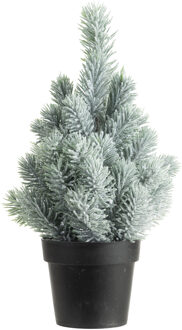 Kunstboom/kunst kerstboom groen met sneeuw 22 cm