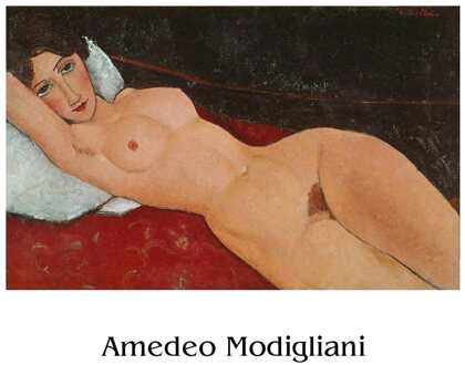 Kunstdruk Amedeo Modigliani Liegender Frauenakt auf weißem Kissen 50x40cm Divers - 50x40 cm