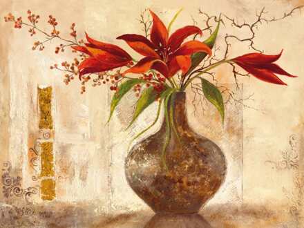 Kunstdruk Anna Field - Red Lilies 80x60cm Divers - 80x60 cm