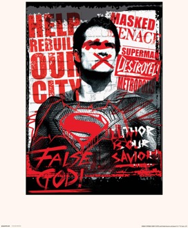 Kunstdruk DC Batman V Superman Superman False God 30x40cm Divers - 30x40 cm