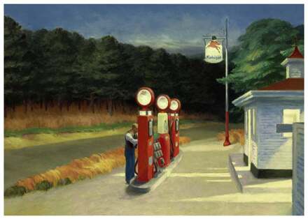 Kunstdruk Edward Hopper Gas 40x30cm Divers - 40x30 cm