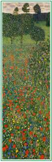 Kunstdruk Gustav Klimt - Poppy Field 25x70cm Divers - 25x70 cm