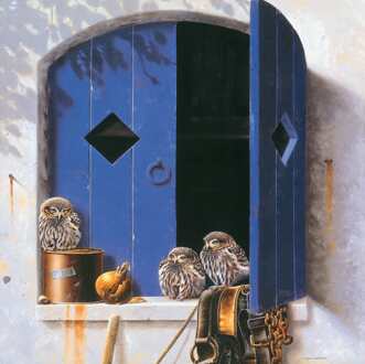 Kunstdruk Jan Weenink - Visiting birds II 30x30cm Divers - 30x30 cm